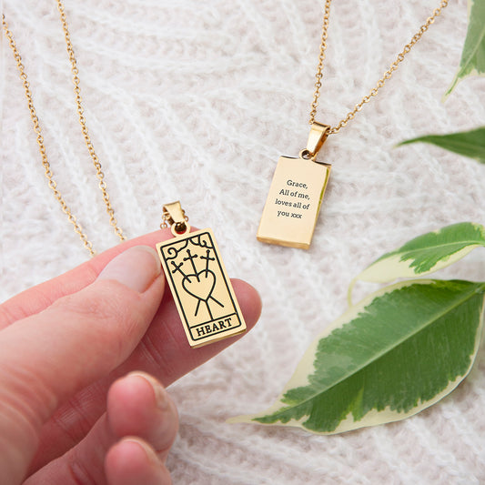 Personalised Three of Swords Heart Tarot Card Inspired Necklace