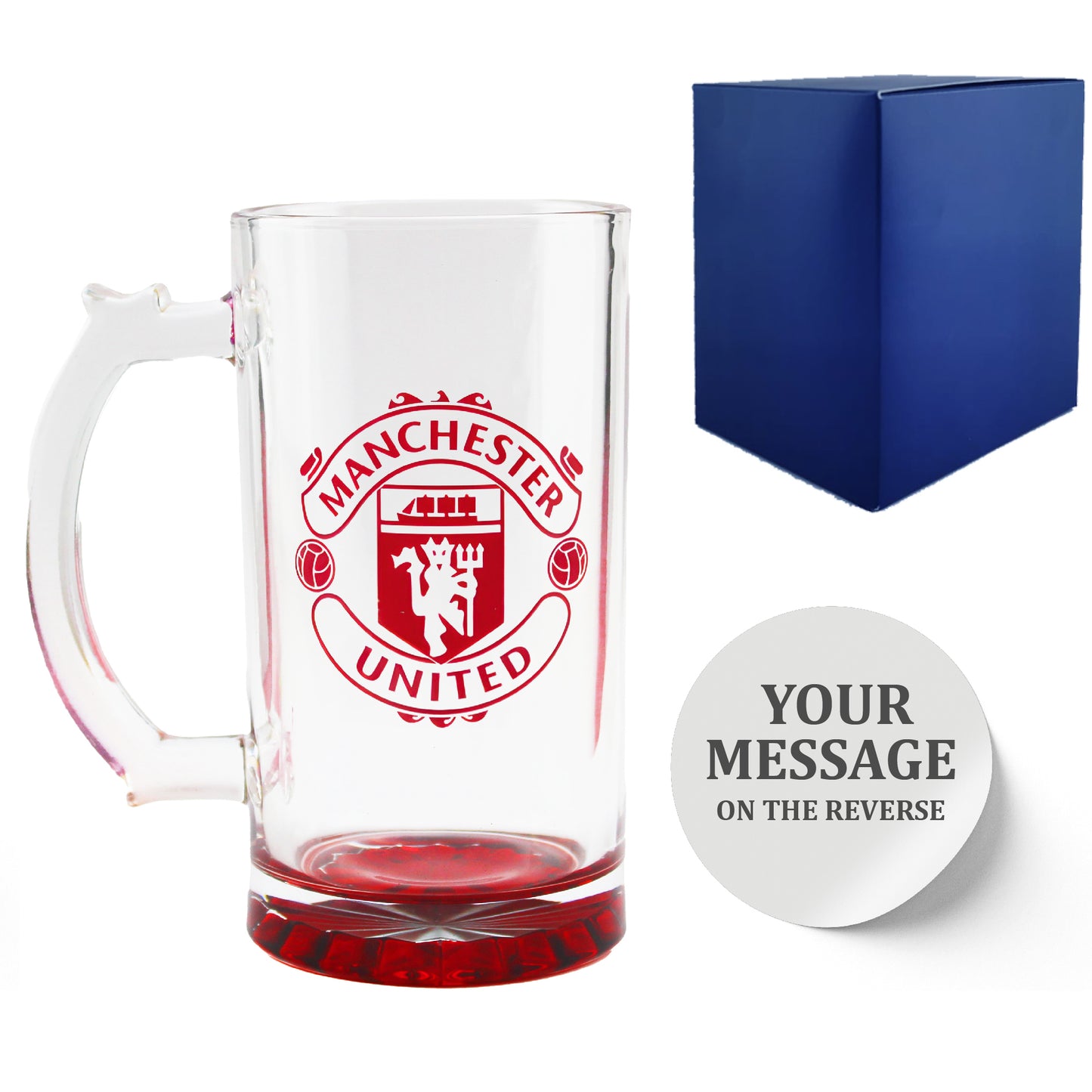 Personalised Official Manchester United Glass Pint Tankard