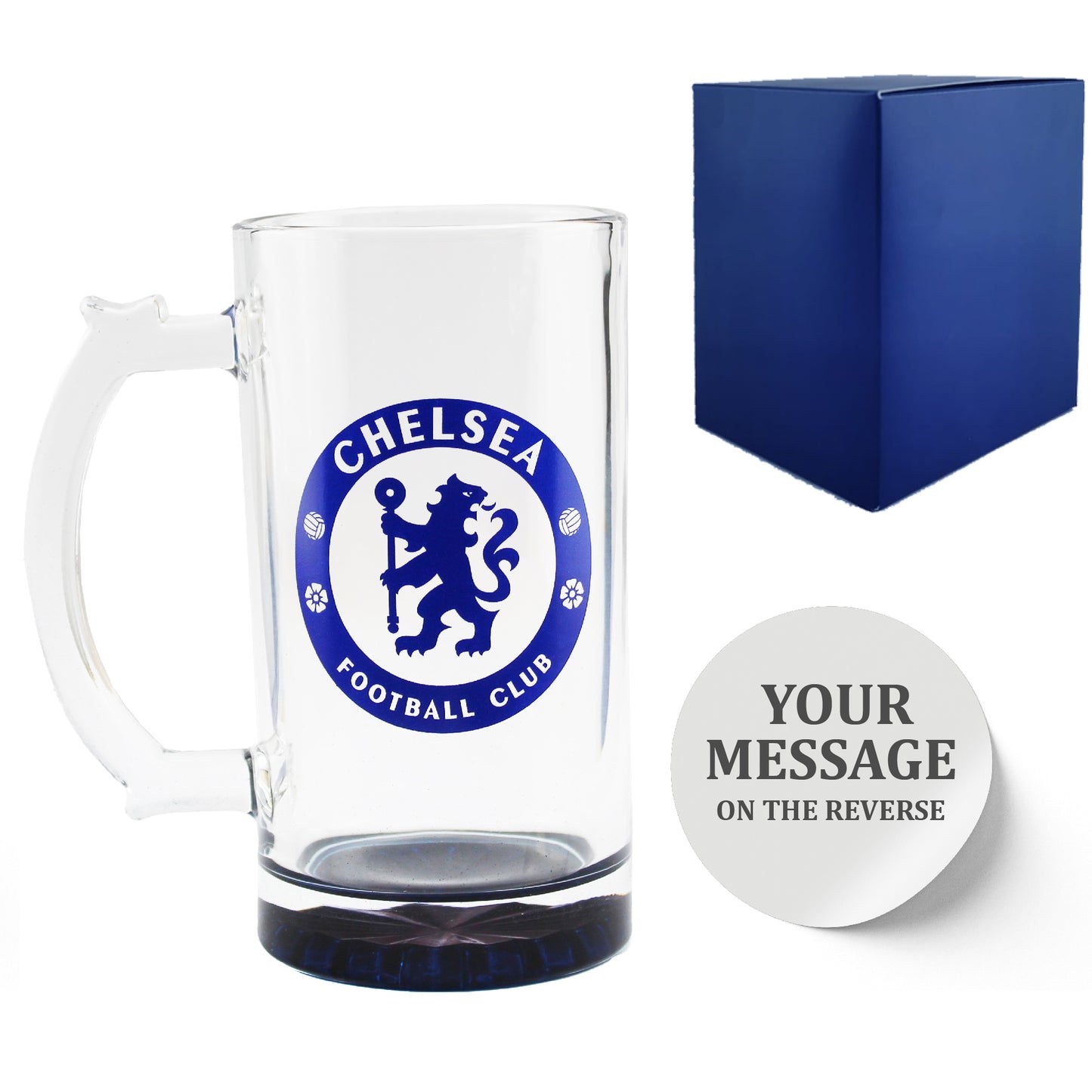 Personalised Official Chelsea Football Club Glass Pint Tankard