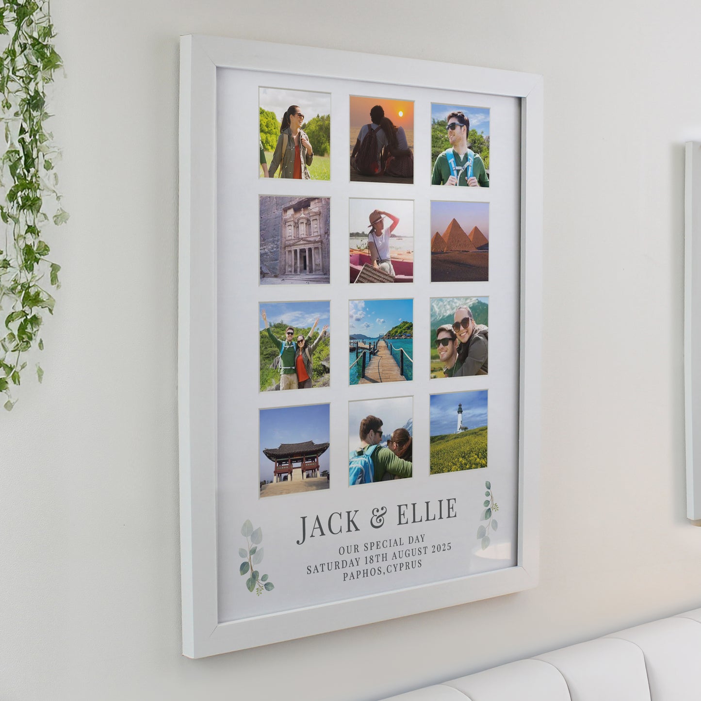 Personalised Botanical White Multi Photo Frame