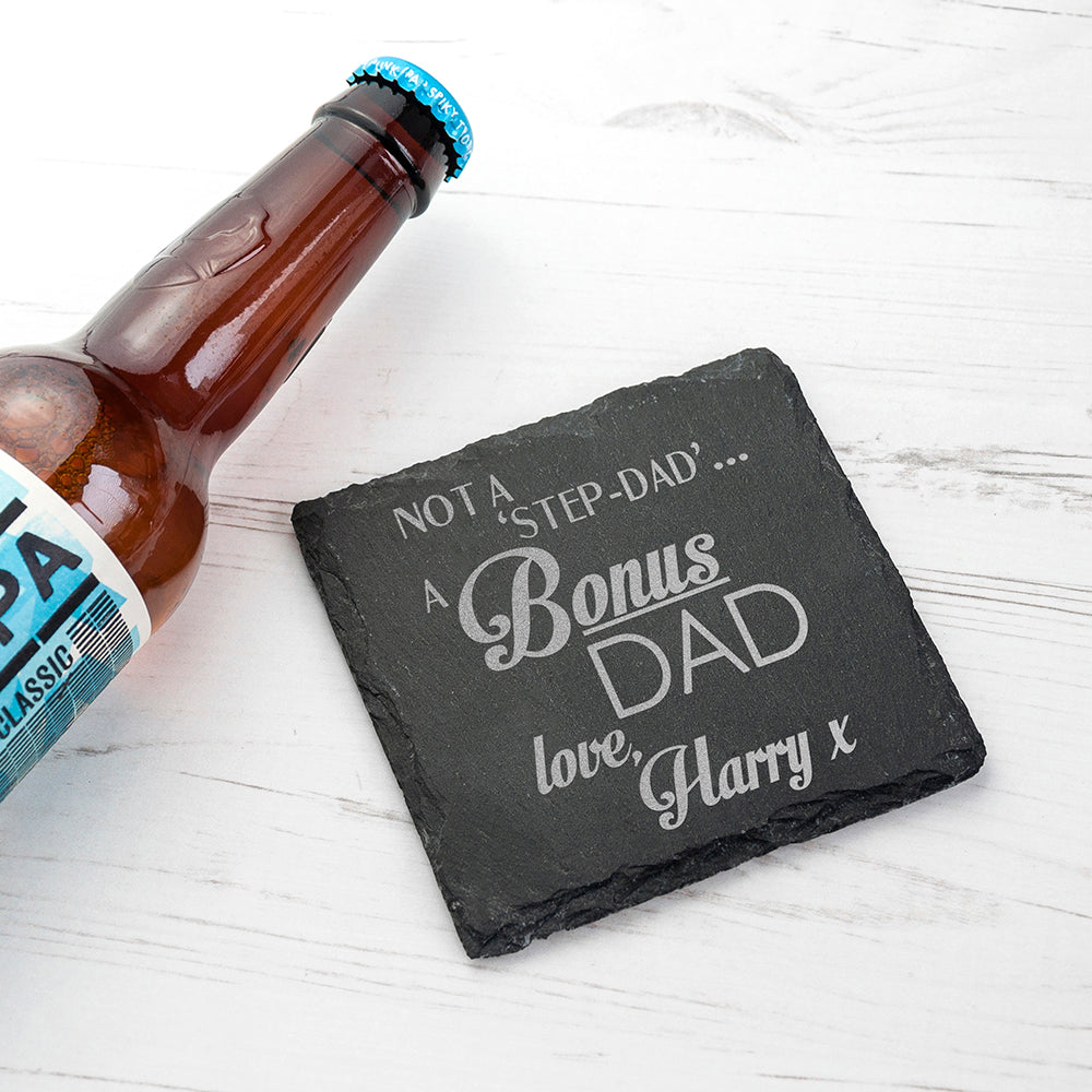 Personalised A Bonus Dad Slate Coaster