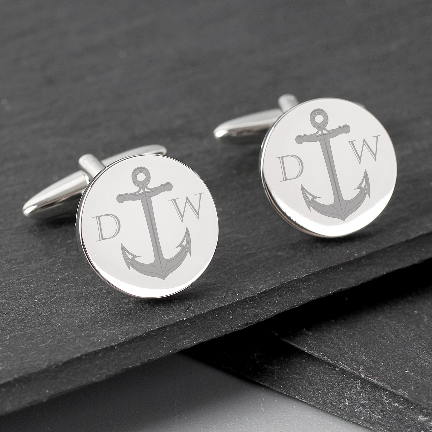 Personalised Anchor Design Round Cufflinks