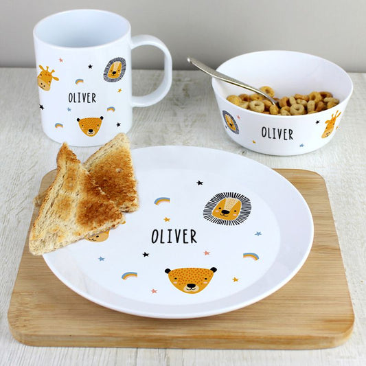 Personalised Animal Design BPA Free Plastic Kid's Breakfast Set