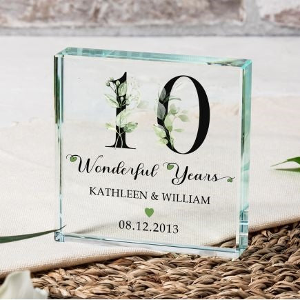 Personalised Wonderful Years Anniversary Glass Keepsake Token