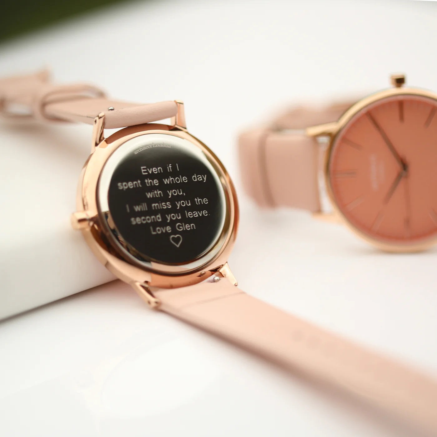 Personalised Ladies Architēct Coral Watch With Pink Strap