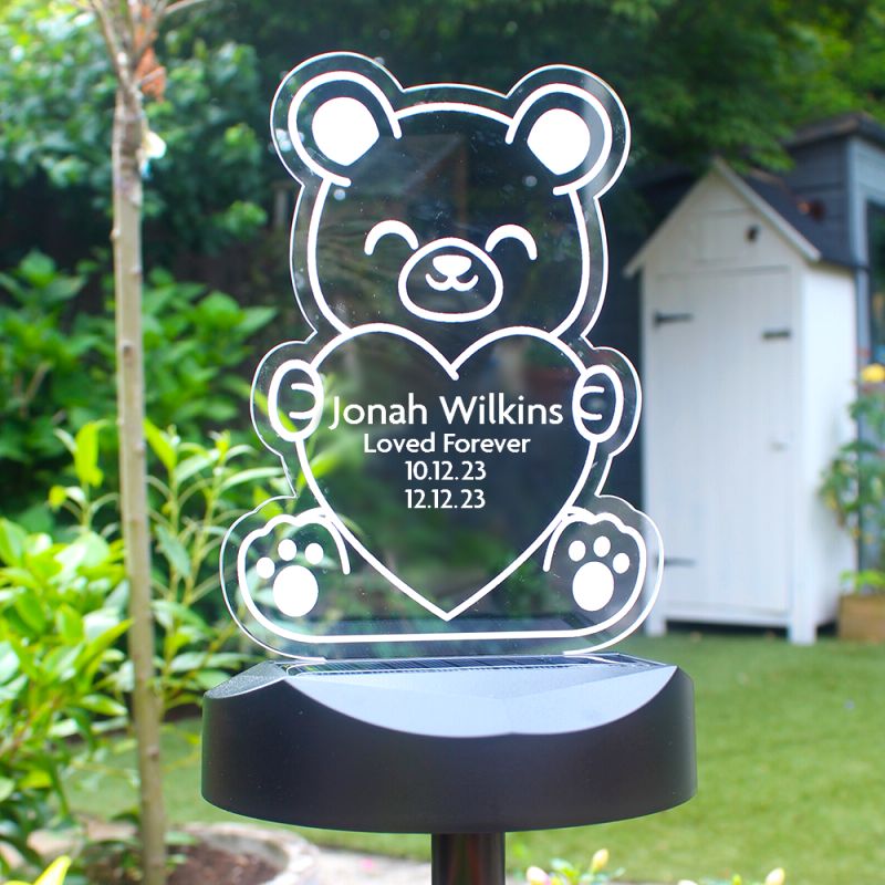 Personalised Bear Memorial Outdoor Solar Light