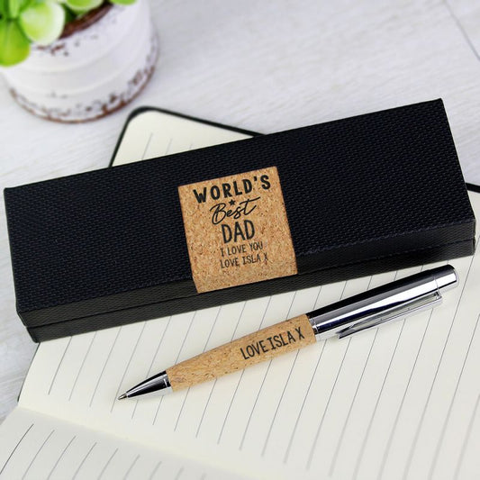 Personalised World's Best Dad Cork Pen