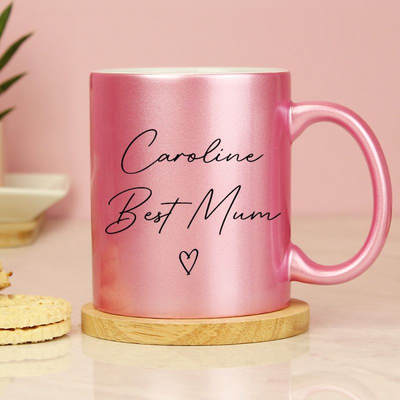 Personalised Best Mum Pink Shimmer Mug