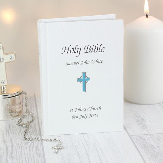 Personalised Blue Cross Design Bible