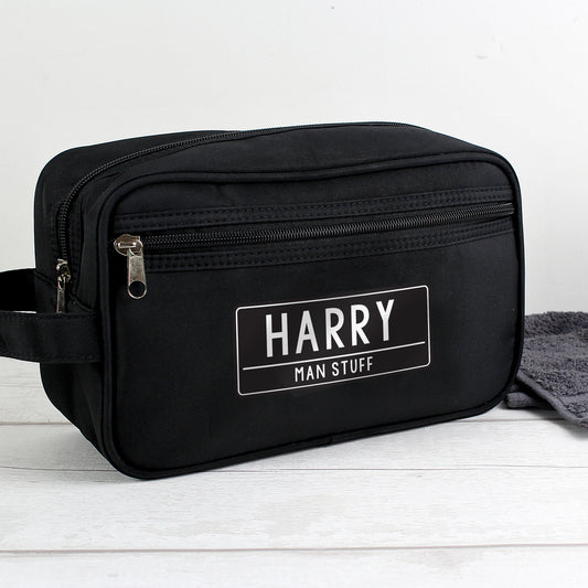 Personalised Black Toiletry Bag