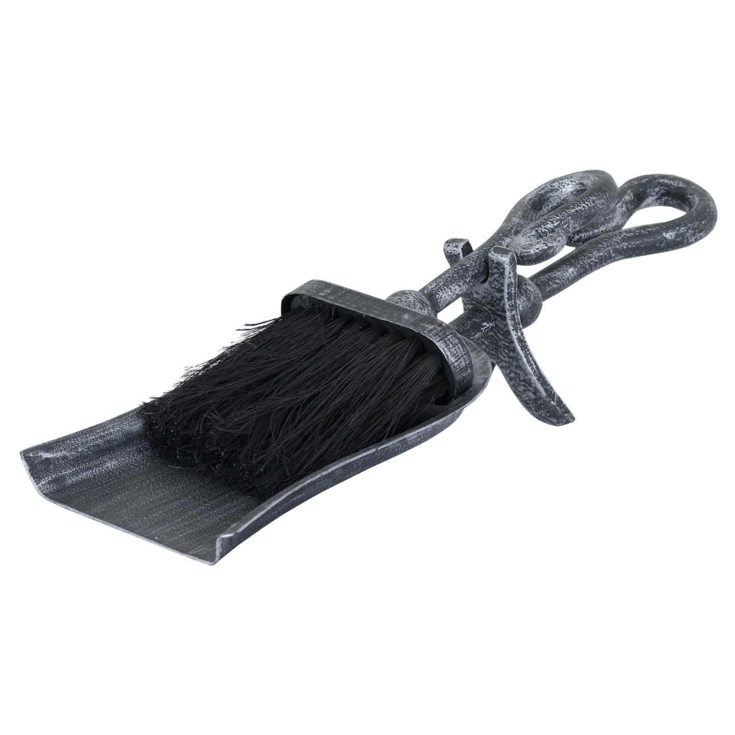 Pewter Finish Brushed Steel Crook Top Hearth Tidy Set