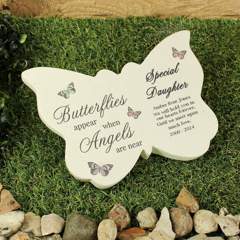 Personalised Butterflies Appear Memorial Resin Butterfly Grave Ornament