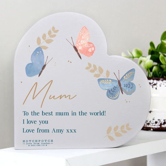 Personalised Butterfly Heart Wooden Ornament