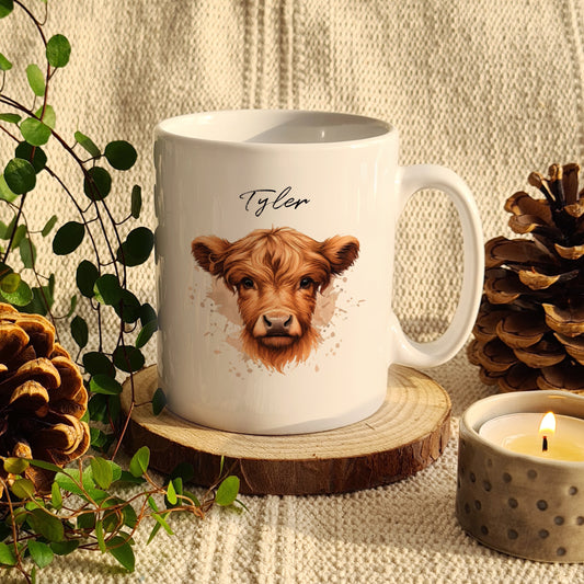 Personalised Highland Cow Calf Mug