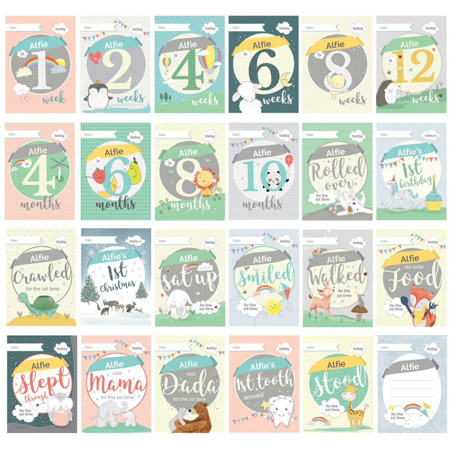 Personalised Baby Milestone Moments Cards