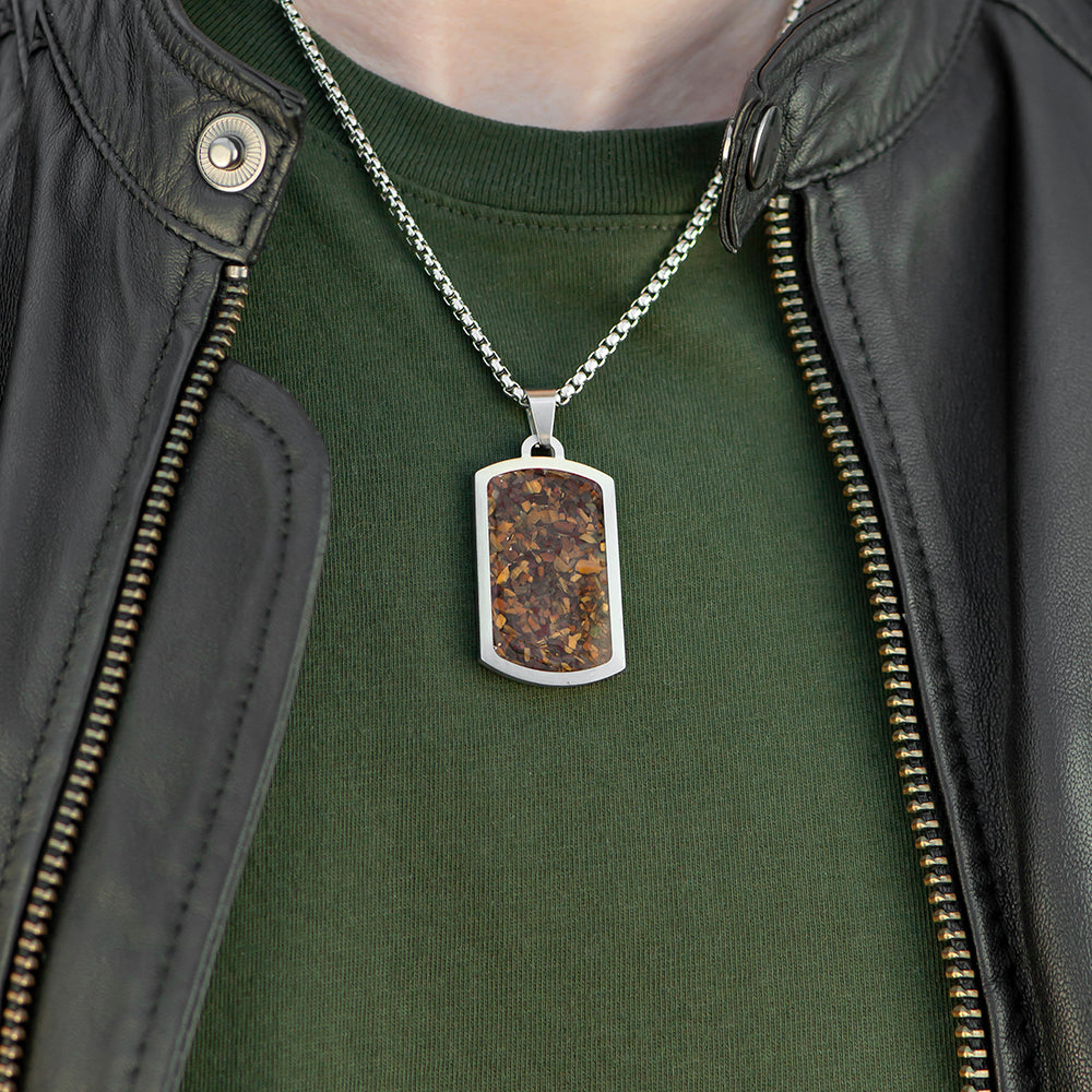 Personalised Tiger's Eye Dog Tag Necklace