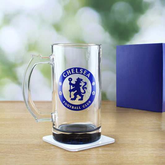 Personalised Official Chelsea Football Club Glass Pint Tankard