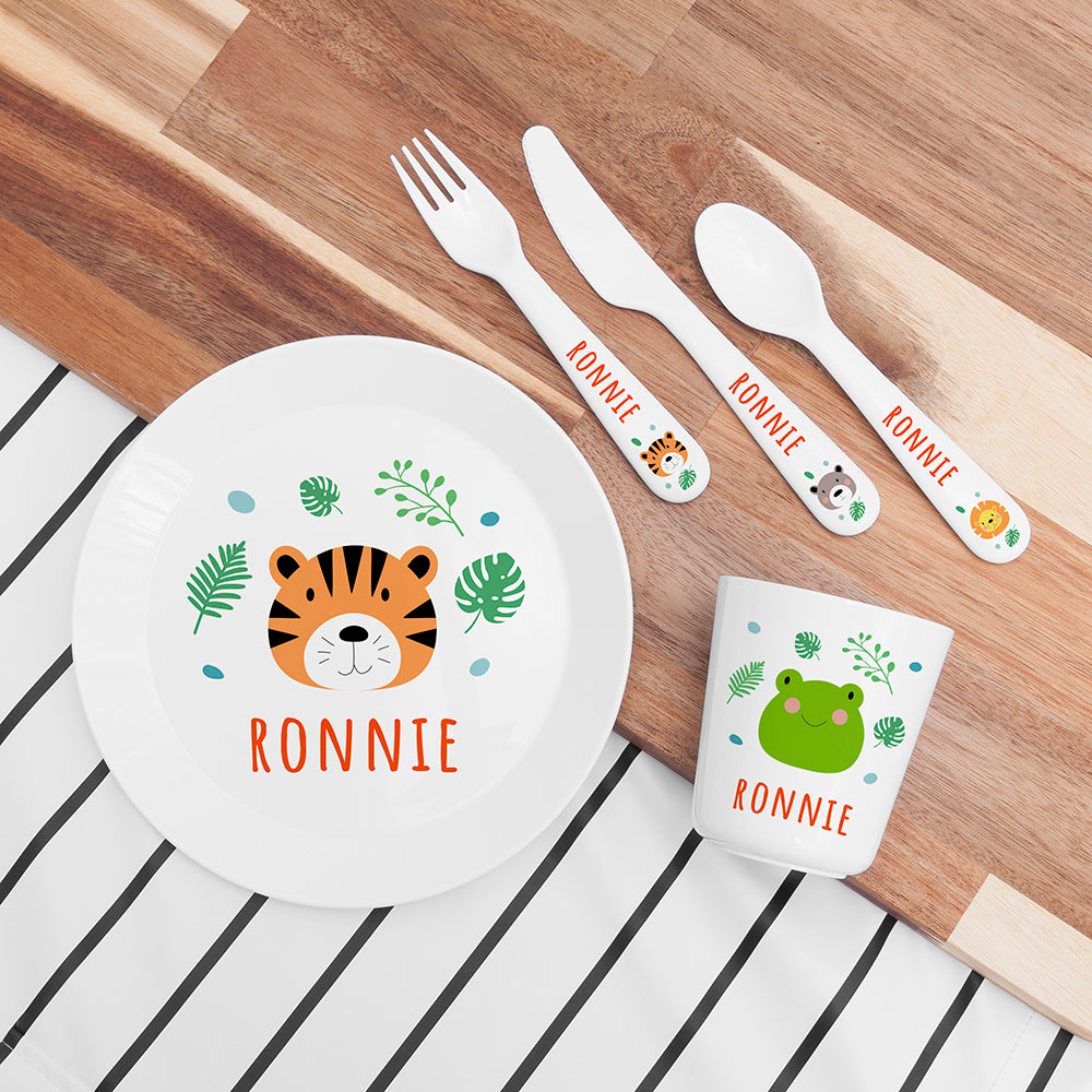 Personalised Animal Friends Child's Shatterproof Dining Set