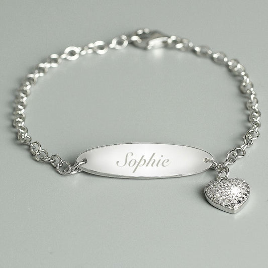 Personalised Children's Sterling Silver and Cubic Zirconia Bracelet