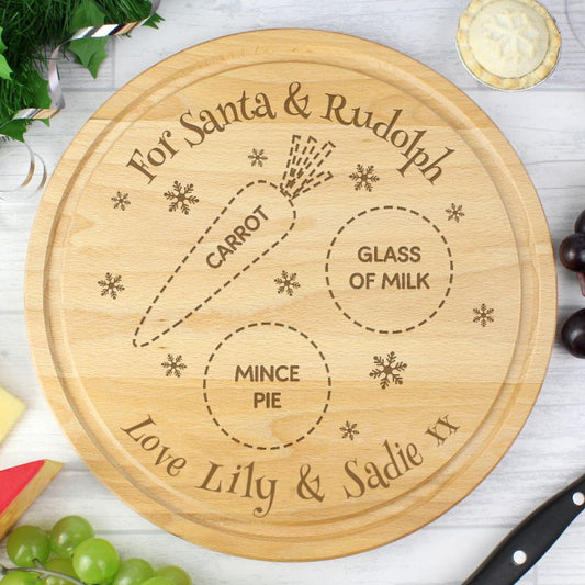 Personalised Treats For Santa Wooden Board