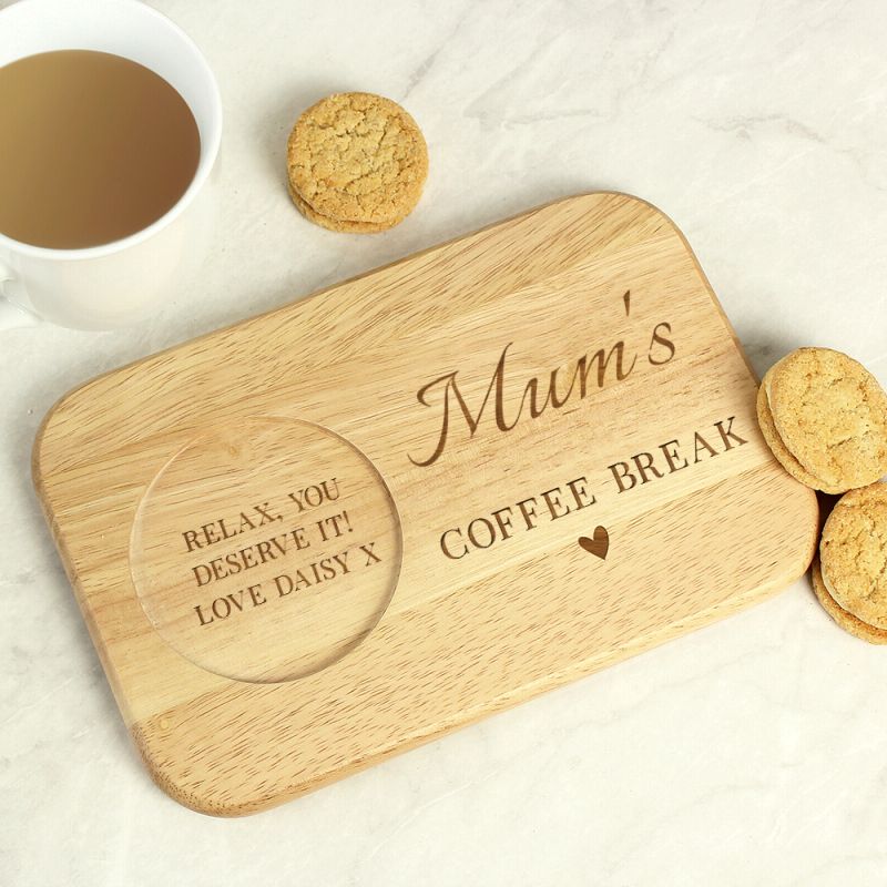 Personalised Coffee Break Wooden Coaster Tray