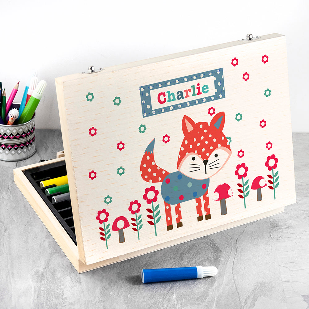 Personalised Little Fox Colouring Set