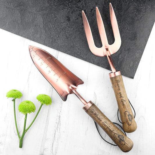 Personalised Copper Trowel & Fork Set