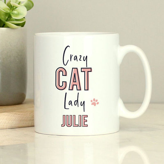 Personalised Crazy Cat Lady Mug