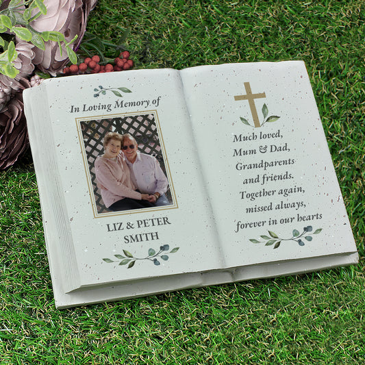 Personalised Cross Design Own Photo Memorial Book Grave Ornament