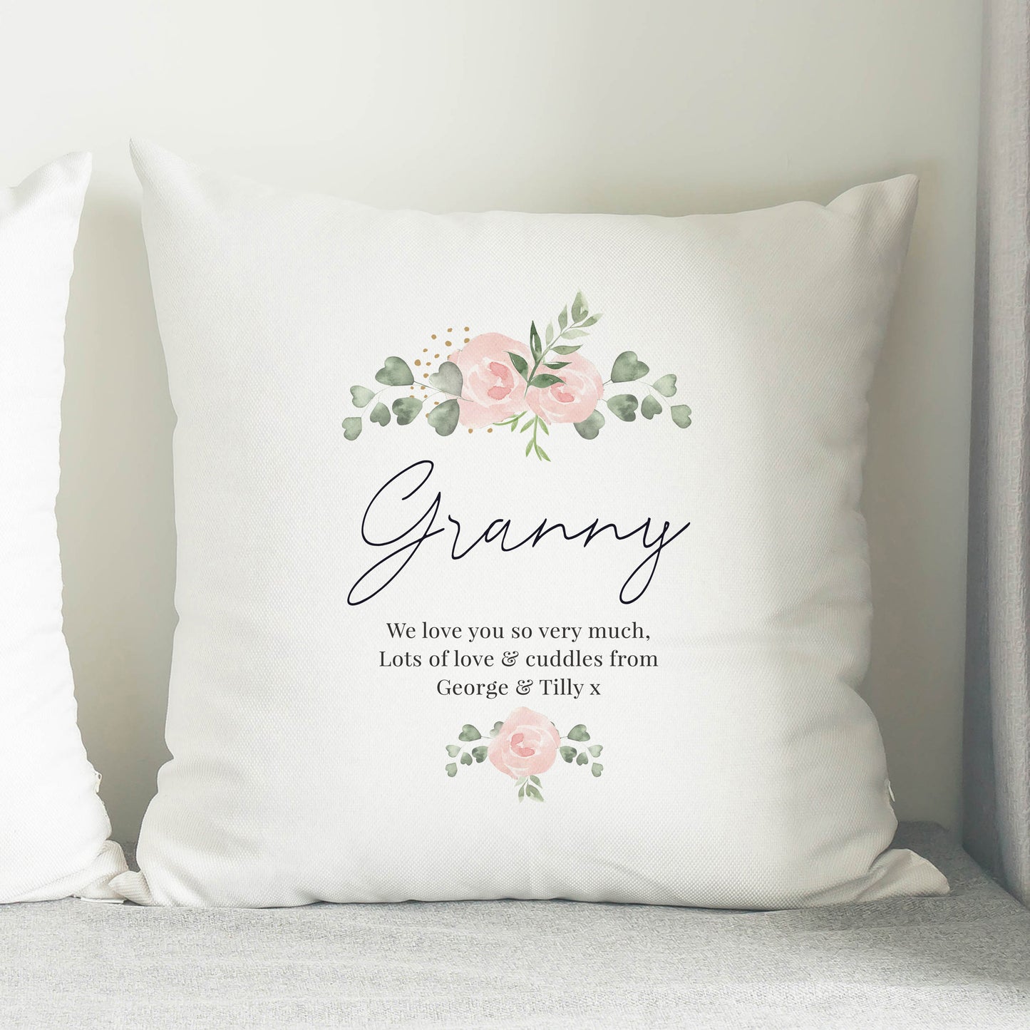 Personalised Rose Design Cushion