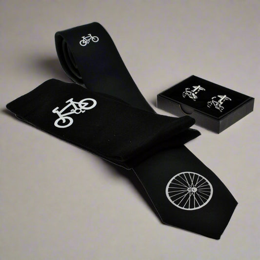 Bicycle Themed Tie, Socks & Cufflinks Gift Set