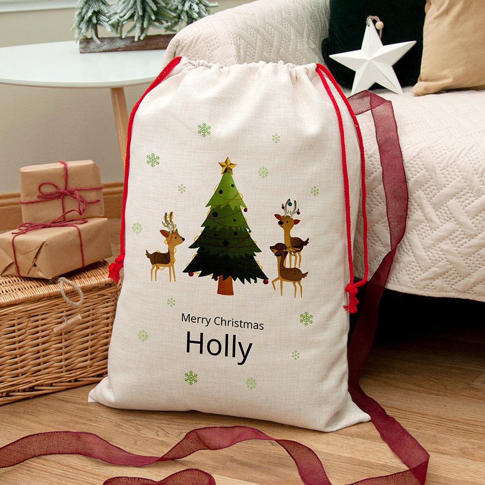 Personalised Christmas Reindeer Family Christmas Sack