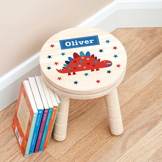 Personalised Dinosaur Design Child's Wooden Stool