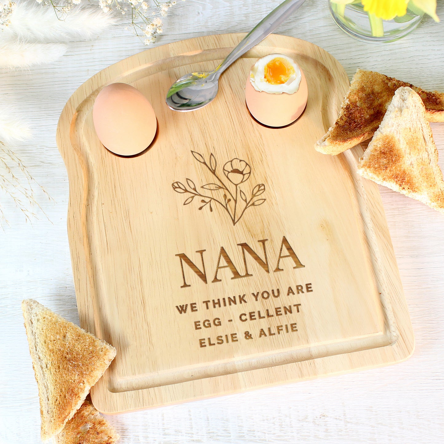 Personalised Floral Egg & Toast Breakfast Board