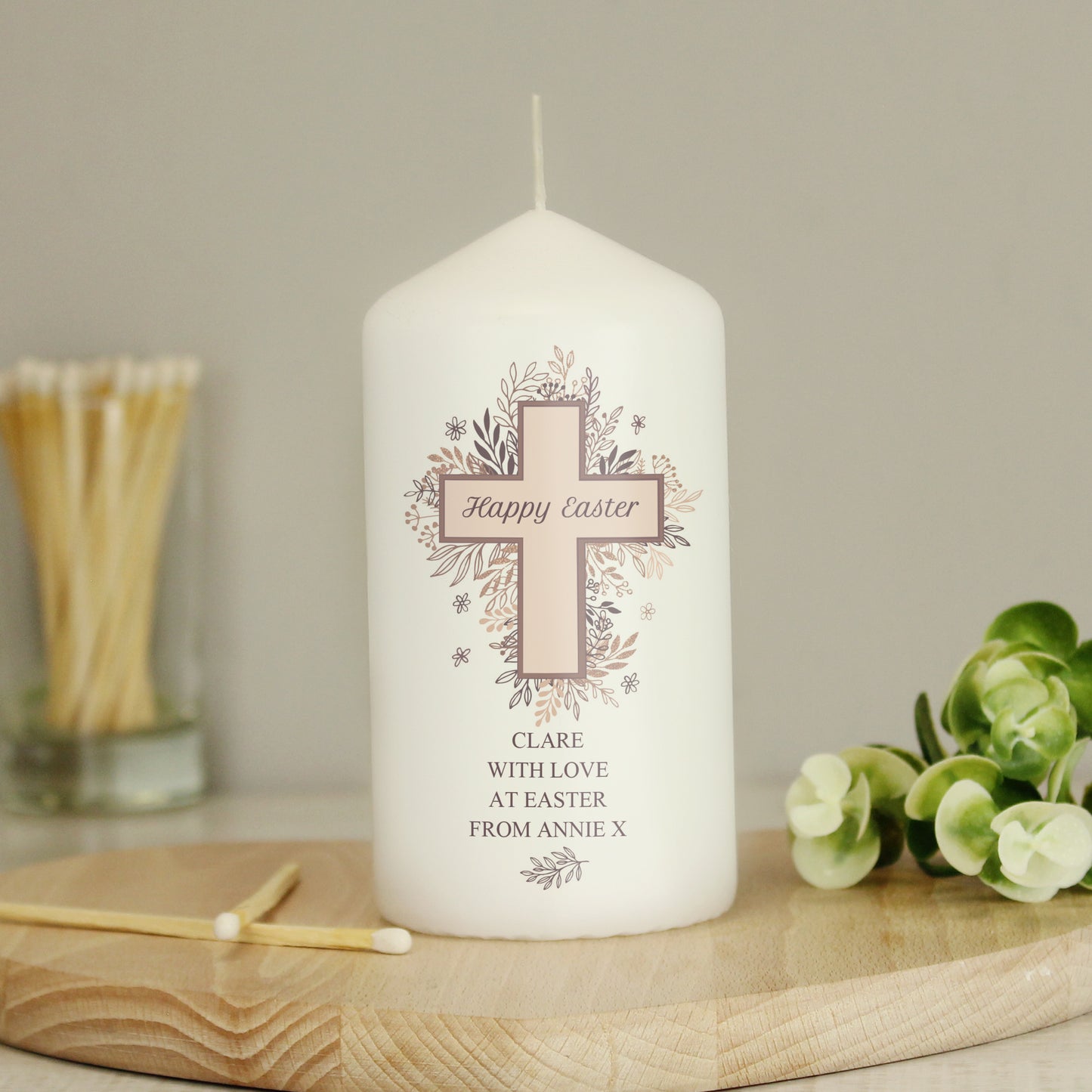 Personalised Cross Design Easter Candle