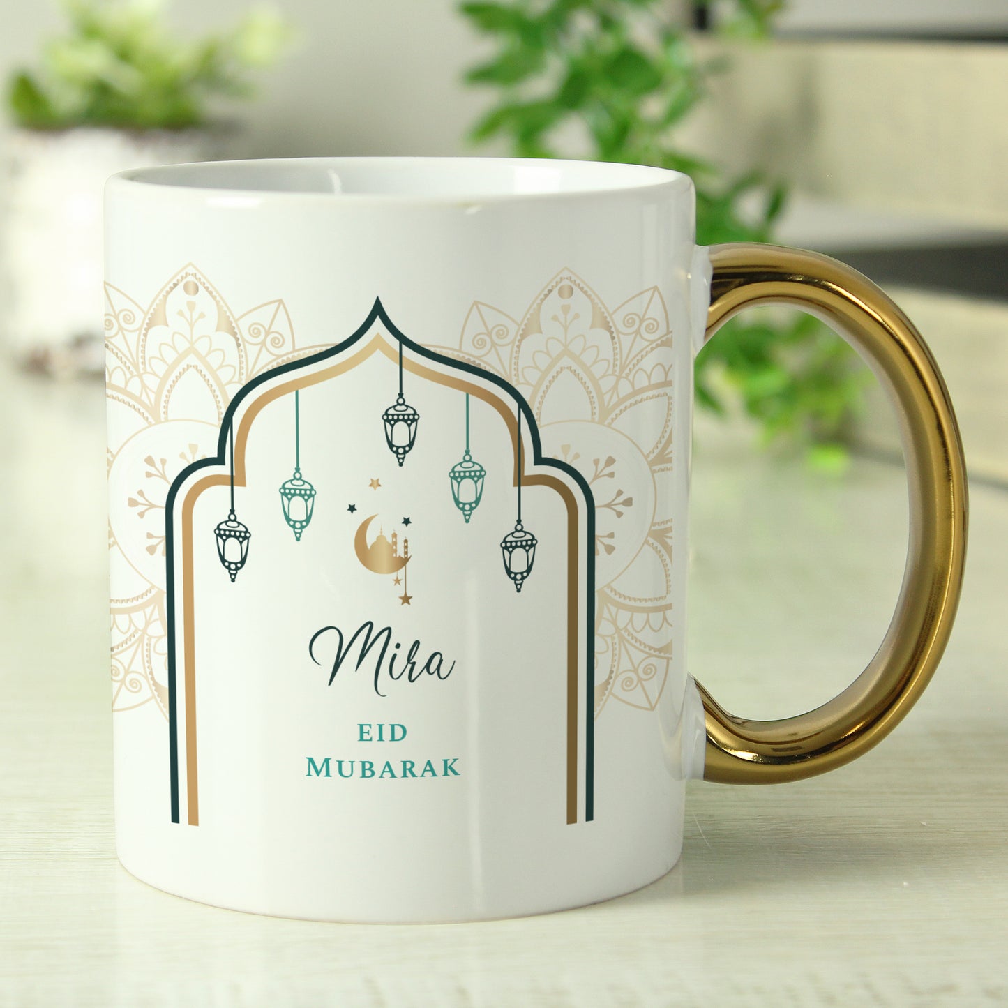 Personalised Eid Mubarak Gold Handled Mug