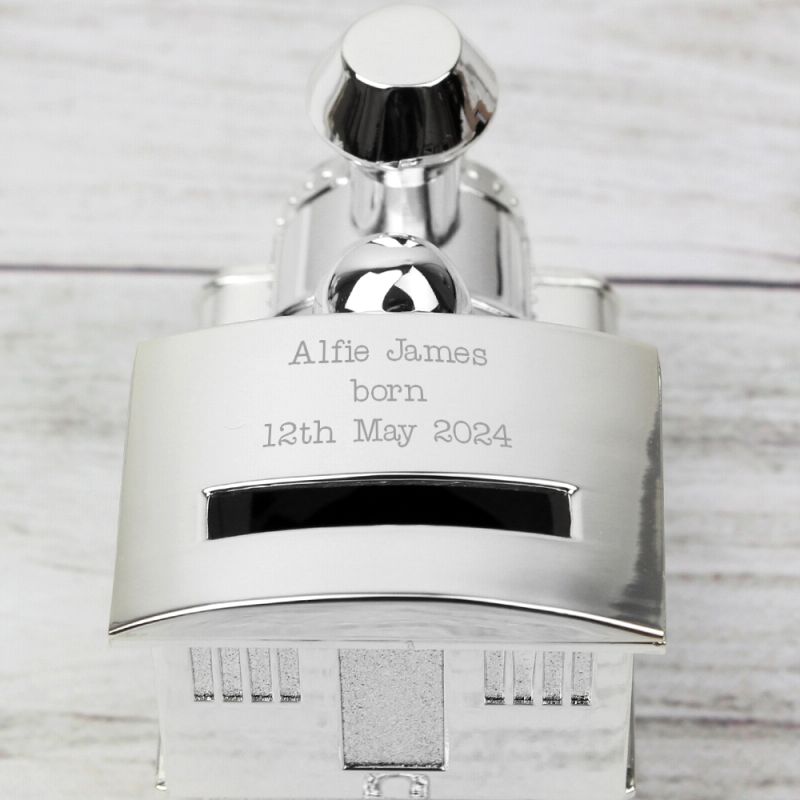 Personalised Silver Plated Train Money Box