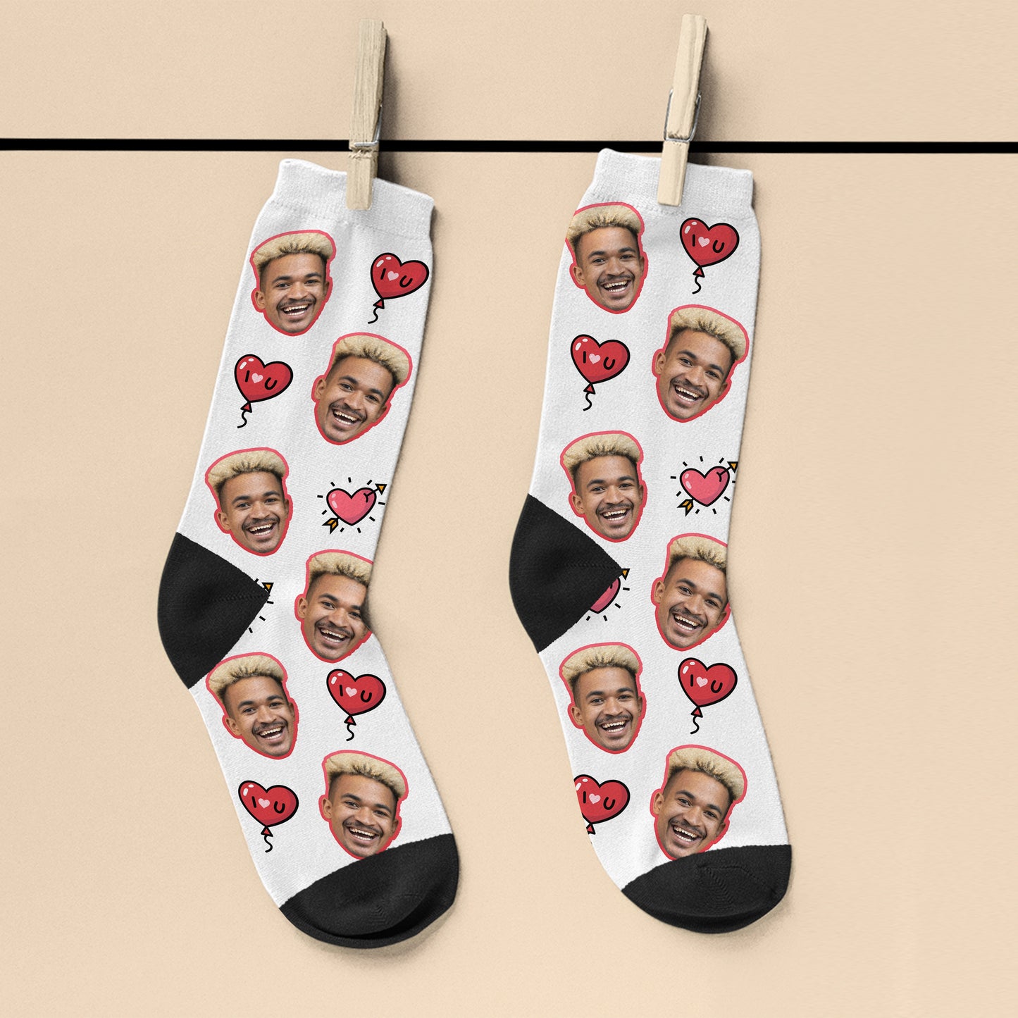 Personalised I Love Your Face Own Photo Socks