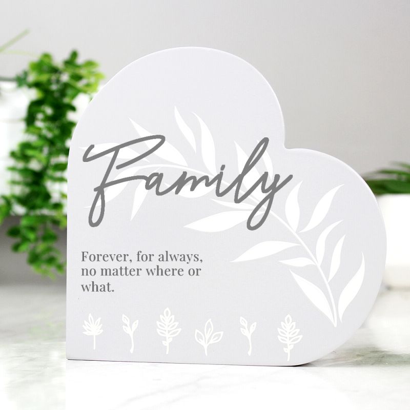 Personalised Family Free Standing Wooden Heart Ornament