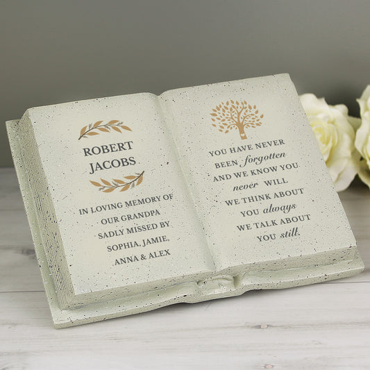 Personalised Tree Design Memorial Book Grave Ornament