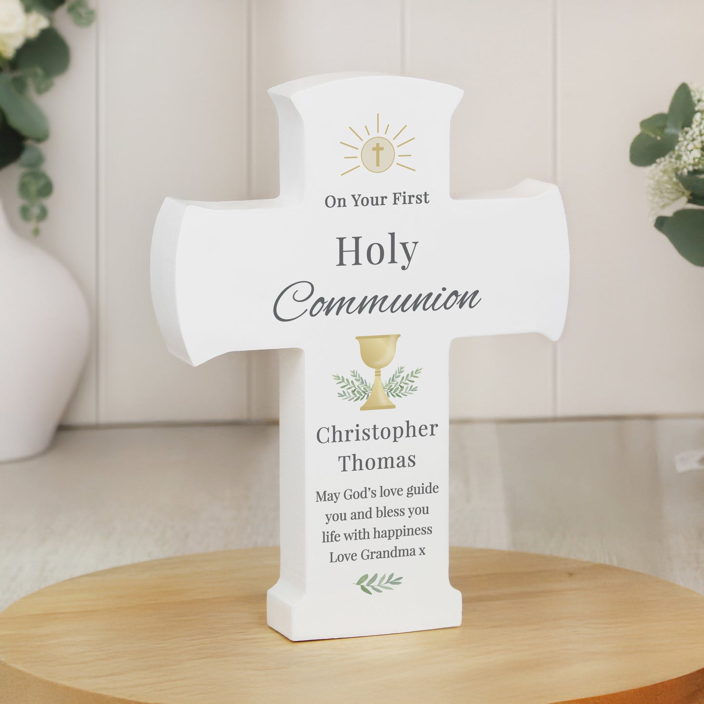 Personalised First Holy Communion Wooden Keepsake Cross Ornament