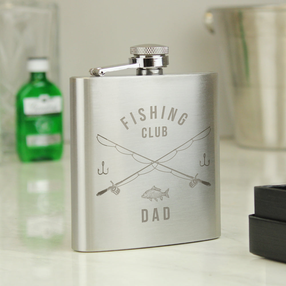 Personalised Fishing Club Hip Flask