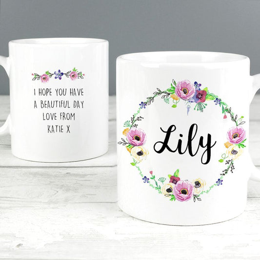 Personalised Floral Mug