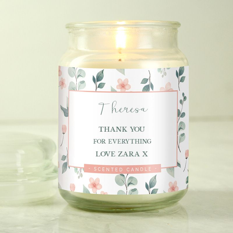 Personalised Floral Large Scented Jar Candle