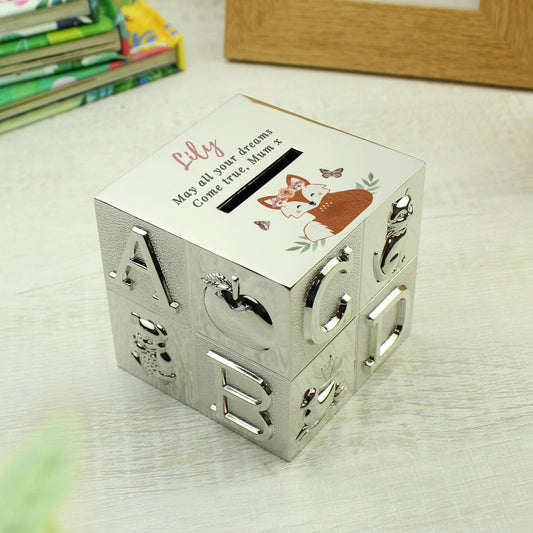 Personalised Fox Design ABC Money Box