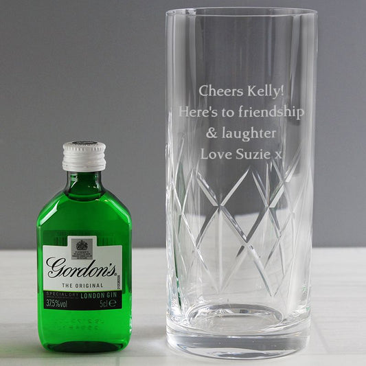 Personalised Cut Crystal Glass & Gin Gift Set