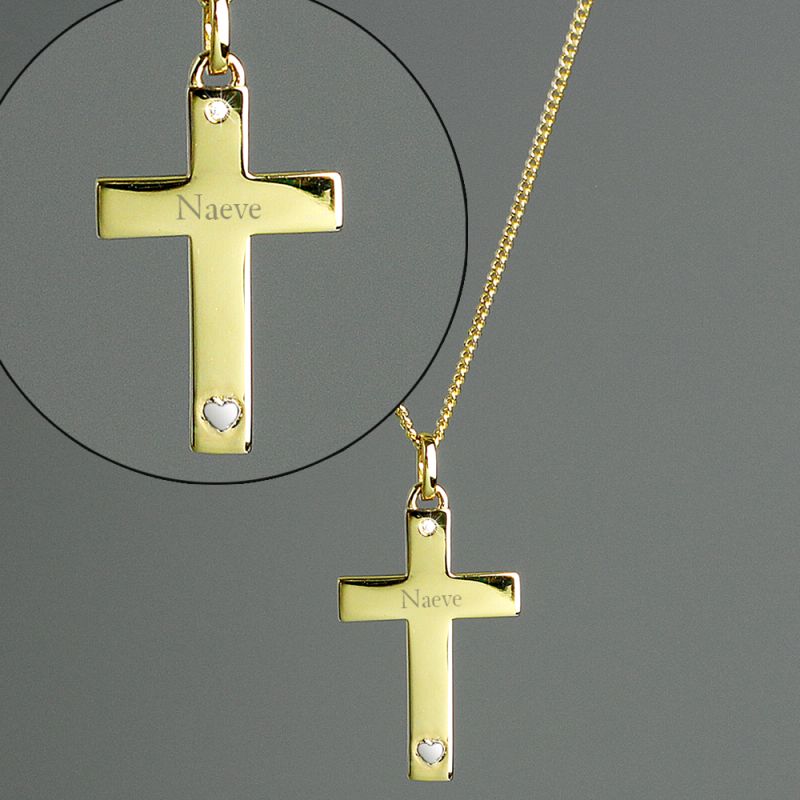 Personalised 9ct Gold Plated Cross Necklace