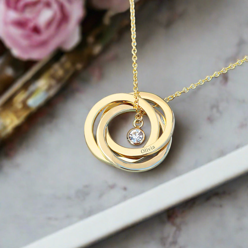 Personalised Russian Ring Style Gold Tone Necklace