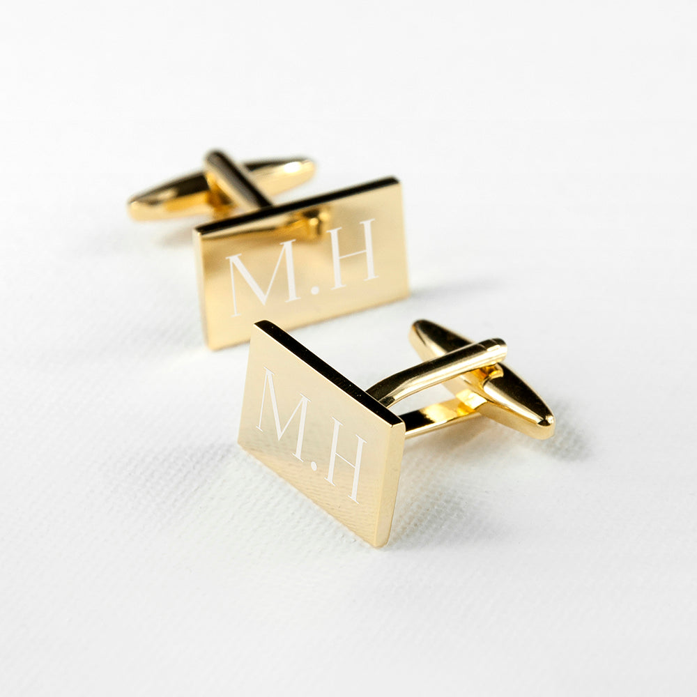 Personalised Gold Plated Oblong Cufflinks