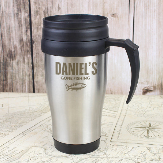 Personalised Gone Fishing Travel Mug